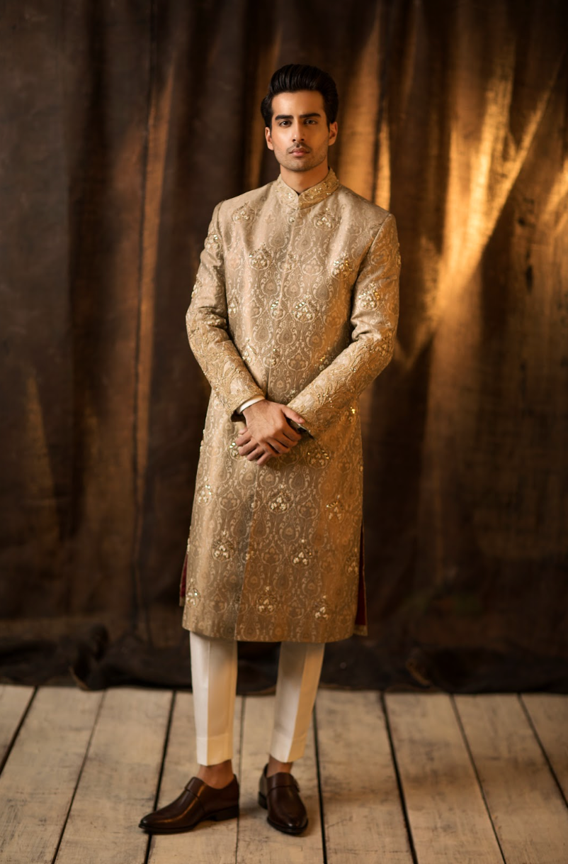 Golden Wedding Sherwani
