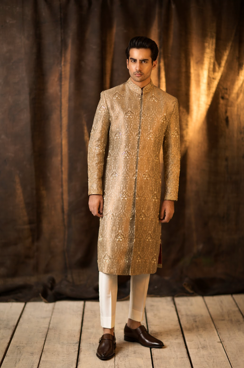 Golden Wedding Sherwani