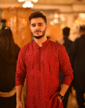 Red Embroidered Kurta